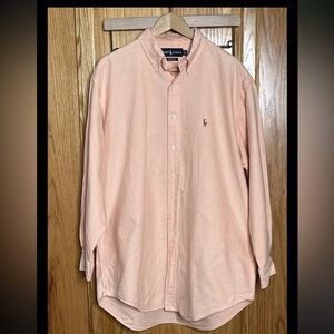 Ralph Lauren Yarmouth Oxford Shirt Yarmouth Mens 16.5 32/33 Flesh Pony Peach